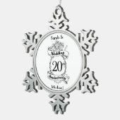 Ornement Flocon De Neige Fleurs du 20e anniversaire du Mariage (Vue impression)