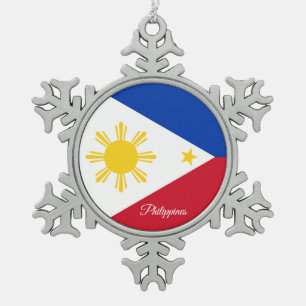 Ornement Flocon De Neige Flocon de neige des Philippines, drapeau des Phili
