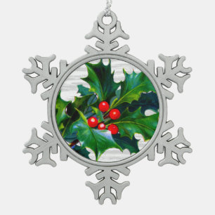 Ornement Flocon De Neige Flocon de Noël Holly Berry Fête Souvenir