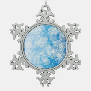 Ornement Flocon De Neige Flocons de Noël sur un fond bleu