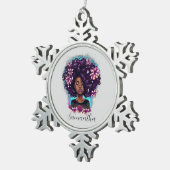 Ornement Flocon De Neige Floral Sparkling Afro Femme (Vue impression)