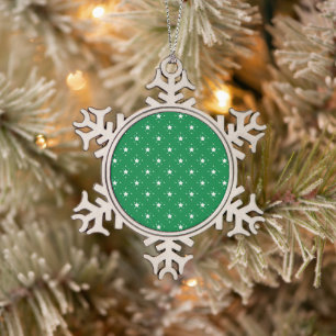 Ornement Flocon De Neige Fond de Noël vert étoilé