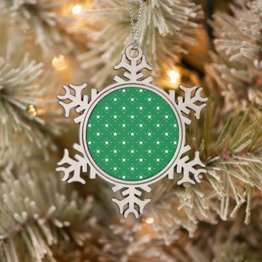 Ornement Flocon De Neige Fond de Noël vert étoilé (Arbre)