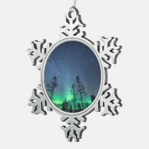 Ornement Flocon De Neige Forêt Northern Lights