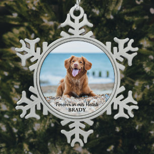 Ornement Flocon De Neige Forever in our Hearts - Photo de chien Mémorial po