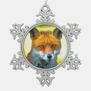 Ornement Flocon De Neige Fox Portrait Réaliste Art faunique