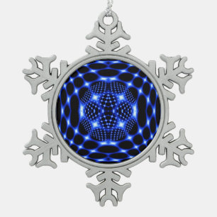 Ornement Flocon De Neige fractale de globe bleu néon