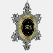 Ornement Flocon De Neige Frame Floral Or brillant 5e Anniversaire Mariage (Gauche)