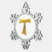Ornement Flocon De Neige Franciscain Tau Cross Pax Et Bonum Or Metallic (Vue impression)