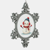 Ornement Flocon De Neige Friendly Cozy Kawaii Snowman Snowflake (Gauche)