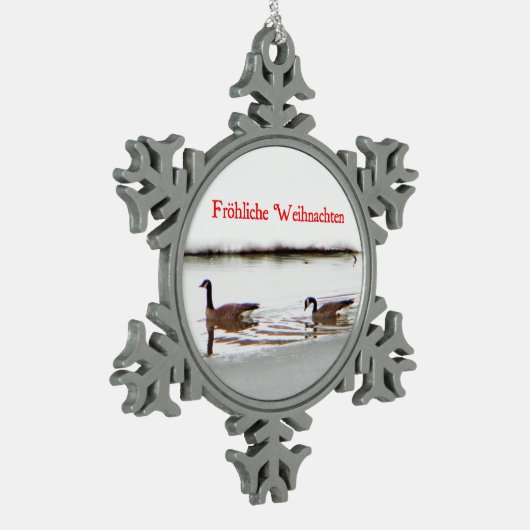 Ornement Flocon De Neige Frohliche Weihnachten - Honkers - Oies du Canada (Gauche)