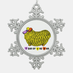 Ornement Flocon De Neige Funky Yellow Ram chinois Année Zodiac CO