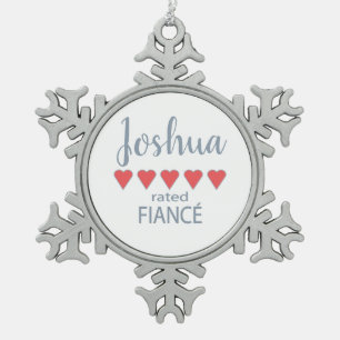 Ornement Flocon De Neige Futur marié et cortège de mariage 5 coeurs