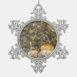 Ornement Flocon De Neige Galets Brown et gris naturel Abstrait