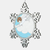 Ornement Flocon De Neige Garçon d'ange d'Anime atteignant des nuages (Vue impression)