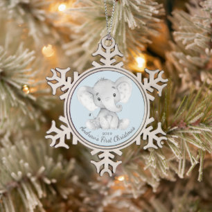 Ornement Flocon De Neige Garçons éléphants adorables premier Noël