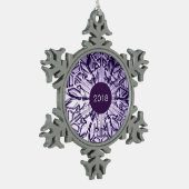 Ornement Flocon De Neige Garde d'année personnalisée pourpre (Gauche)