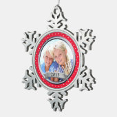 Ornement Flocon De Neige Garde-points Polka de cadre rouge (Vue impression)