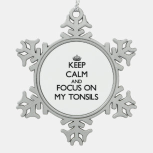 Ornement Flocon De Neige Gardez le calme et le foyer sur mes amygdales