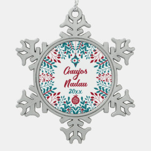 Ornement Flocon De Neige Gaujos Nadau, Salutation de Noël Gascon