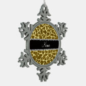 Ornement Flocon De Neige Girafe jaune nommée faite sur commande de parties (Gauche)