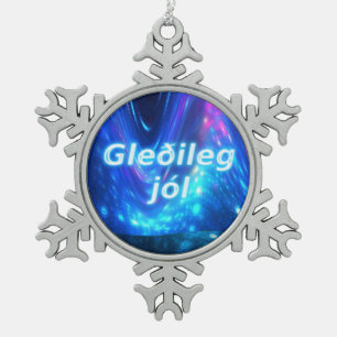 Ornement Flocon De Neige Gleðileg Jól - Qaanaaq - Lumières du Nord
