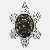 Ornement Flocon De Neige Gold Confetti 10e anniversaire de Mariage (Vue impression)