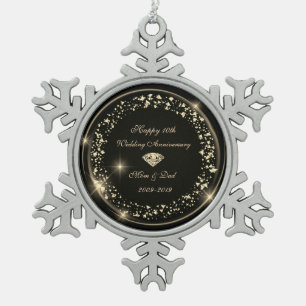 Ornement Flocon De Neige Gold Diamond Confetti 10e anniversaire Mariage