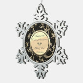 Ornement Flocon De Neige Gold Swirls Diamond 50e anniversaire Mariage (Vue impression)