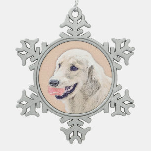 Ornement Flocon De Neige Golden Retriever avec Tennis Ball Peinture Chien A
