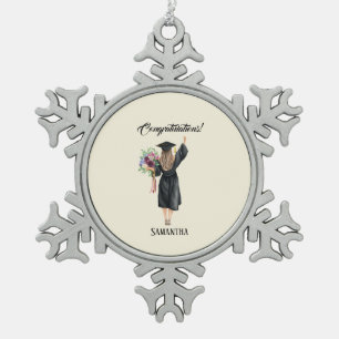 Ornement Flocon De Neige Graduation personnalisée de l'aquarelle (8)