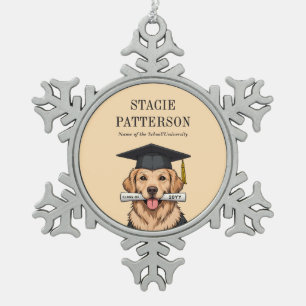 Ornement Flocon De Neige Graduation personnalisée mignon Golden Retriever C