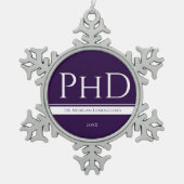 Ornement Flocon De Neige Graduation Purple Nom Année PhD (Devant)