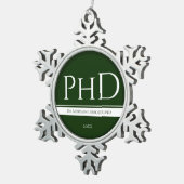 Ornement Flocon De Neige Graduation Vert Blanc Nom Année PhD (Vue impression)