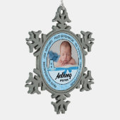 Ornement Flocon De Neige Grand-parents Bébé Bleu Monogramme A (Gauche)