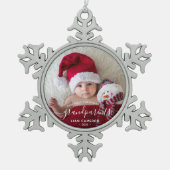 Ornement Flocon De Neige Grand-parents First Christmas Photo White Script (Devant)