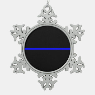 Ornement Flocon De Neige Graphique Symbolique de la ligne bleue mince