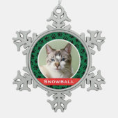 Ornement Flocon De Neige Green Pet Empreintes de pattes Personnalisé Chat N (Devant)