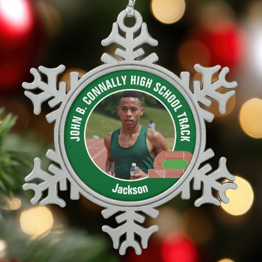 Ornement Flocon De Neige Green Track & Field Photo High School Athlete