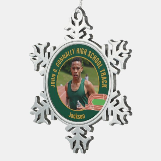 Ornement Flocon De Neige Green Track & Field Photo High School Runner (Vue impression)