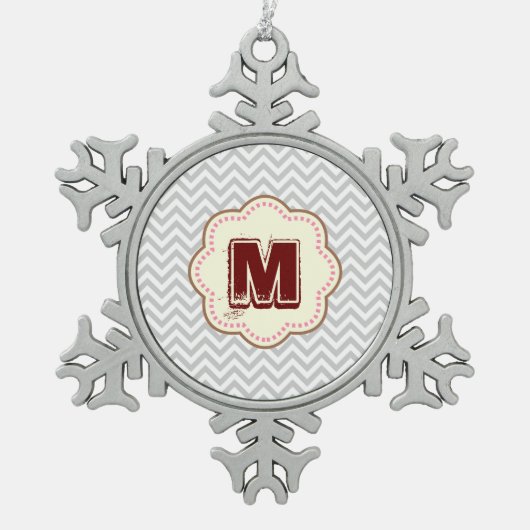 Ornement Flocon De Neige Grey Chevron (Devant)