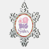 Ornement Flocon De Neige Grosse soeur Noël d'éléphant rose et violet (Vue impression)