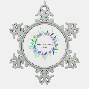 Ornement Flocon De Neige guirlande colorée couronne de Noël mot nom texte