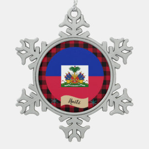Ornement Flocon De Neige Haïti patriotique, Plaid de buffle rouge, Drapeau