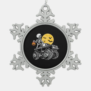 Ornement Flocon De Neige Halloween Skeleton équitation Camion Anniversaire
