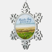 Ornement Flocon De Neige Hanalei Bay Kauai Hawaii Beach + Bateaux (Vue impression)