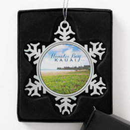 Ornement Flocon De Neige Hanalei Bay Kauai Hawaii Snowflake Pewer Christma