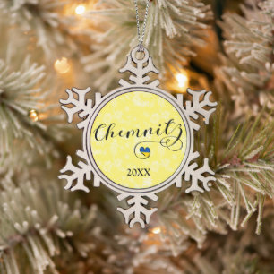 Ornement Flocon De Neige Heart Chemnitz, I Love Chemnitz, Allemagne