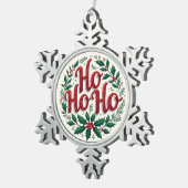 Ornement Flocon De Neige Ho Ho Ho Christmas Wreath Typography Design (Vue impression)