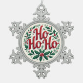 Ornement Flocon De Neige Ho Ho Ho Christmas Wreath Typography Design (Devant)